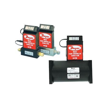 Dwyer Instruments Gas mass flow meter, range 0-200 LPM, 3/8in compression fitting GFM-1143